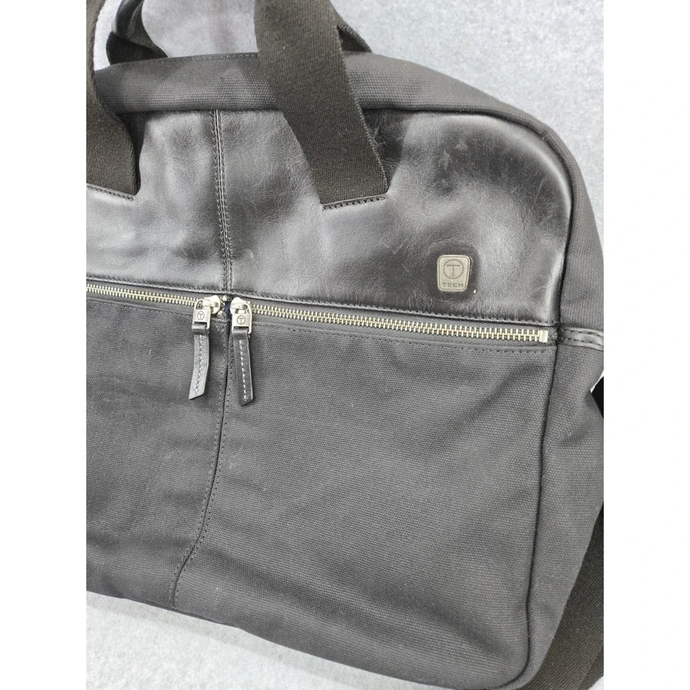 Tumi T-tech‎ Leather and Nylon Portfolio Laptop Black Briefcase Pockets Bag